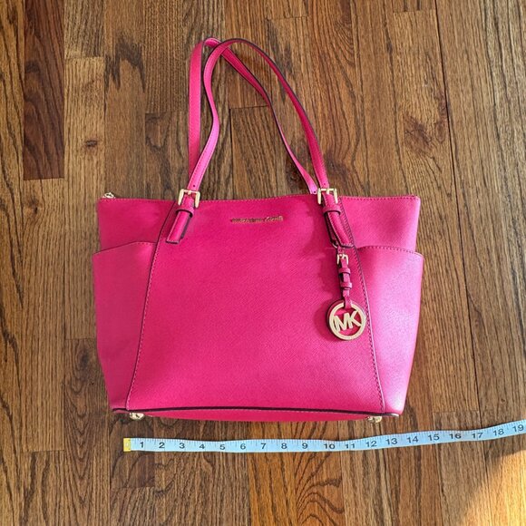 Michael Kors Jet Set Saffiano Leather Large Tote Pink - Picture 5 of 16